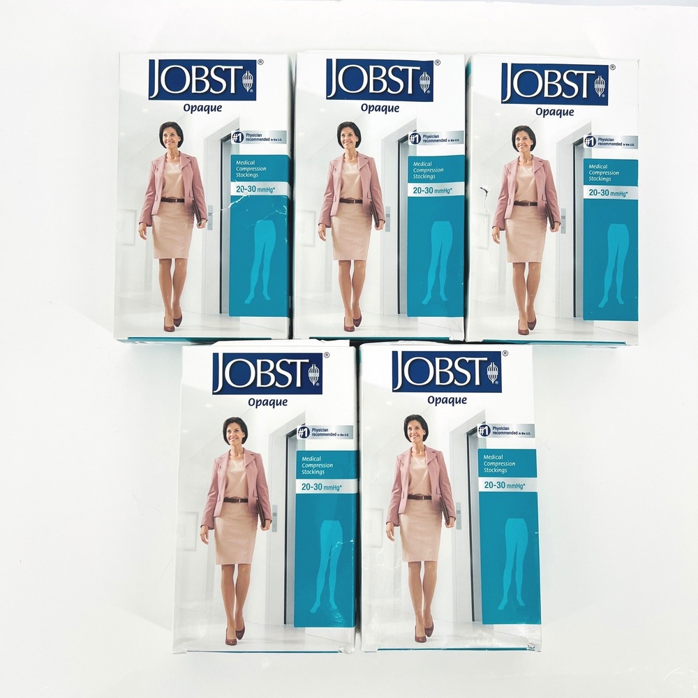 5 PAIR JOBST Opaque Pantyhose Women Medium Black 20-30mmHg Compression 115157
